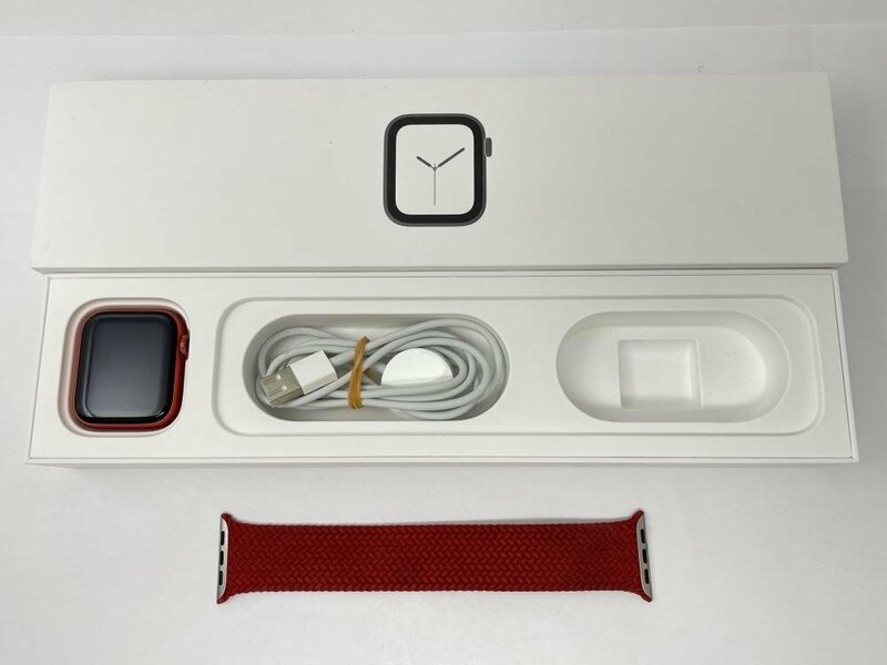 79【動作確認済】 Apple Watch Series6 GPS 44mm　REDアルミニウムケース ブレイデッドソロループ　バッテリー83％