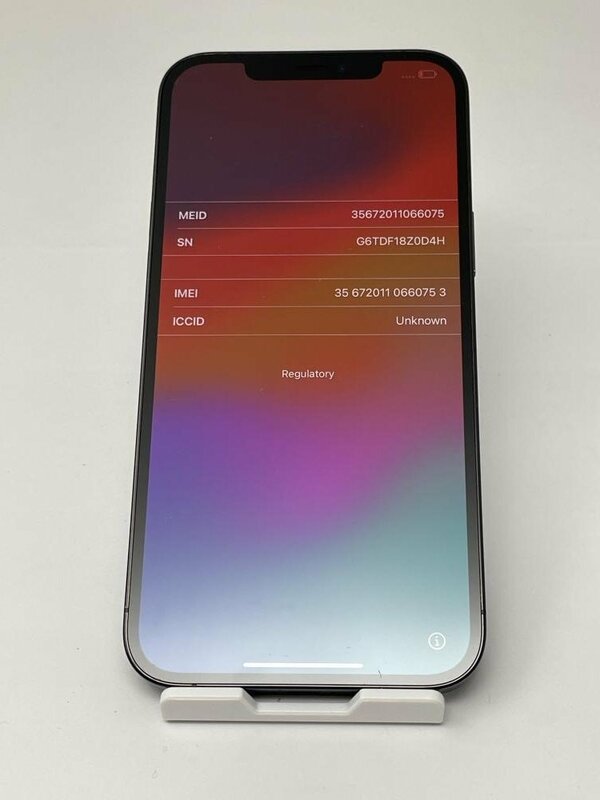 230【ジャンク品】 デモ機 iPhone12 Pro Max 128GB au版SIMロック解除 SIMフリー パシフィックブルー バッテリー100%