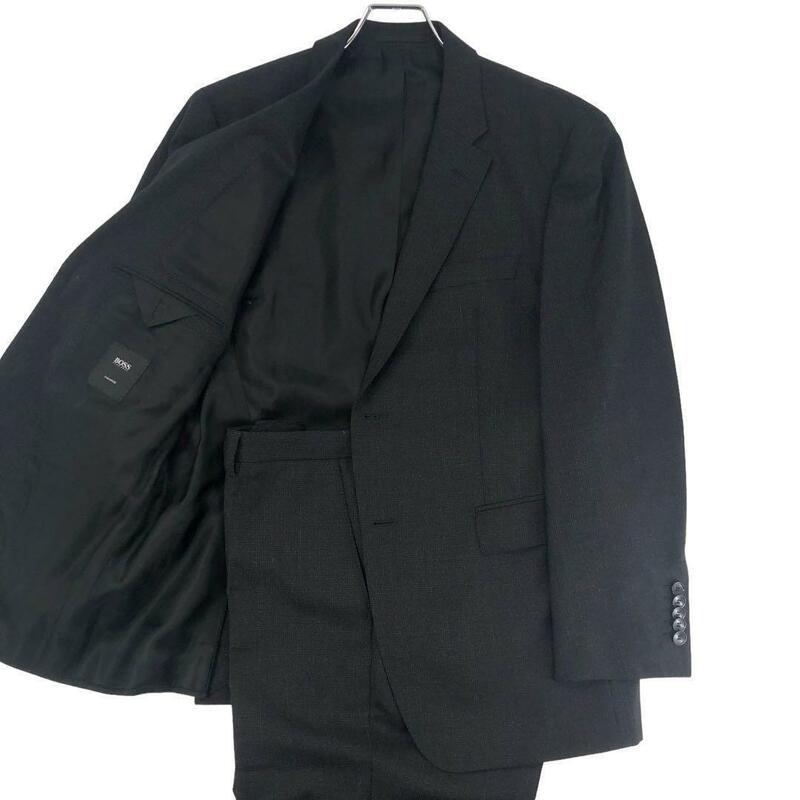 美品 HUGO BOSS ヒューゴボス セットアップ スーツ テーラードジャケット スラックス パンツ 総裏 2つボタン XLサイズ 大きいサイズ