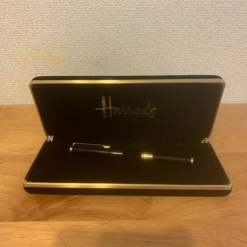 Harrods ハロッズ ボールペン 筆記用具 文房具 ゴールド＆ブラック 箱あり