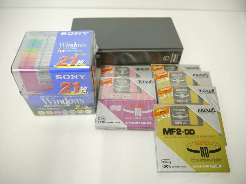555 未開封 SONY Windows MFD-2HD 21枚パック/Maxell MFZ-DD 6枚 フロッピーディスク まとめ