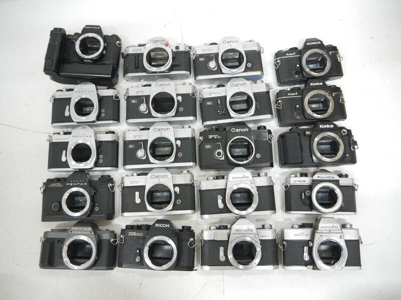 739 フィルムカメラ カメラボディ 20台 まとめ Canon FT/FTｂ/AZ-1/PENTAX SP/ES/P30/konica ACOM-1/FS-1/Minolta SR-1/FUJICA ST605 