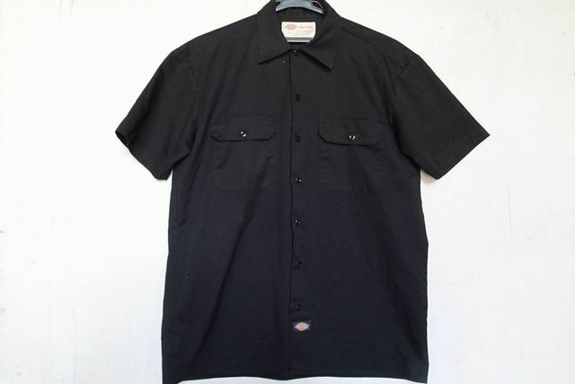 Dickies/ディッキーズ/半袖シャツ/ワークシャツ/両胸フラップポケット/作業服/綾織り素材/黒/ブラック/Mサイズ(5/20R)