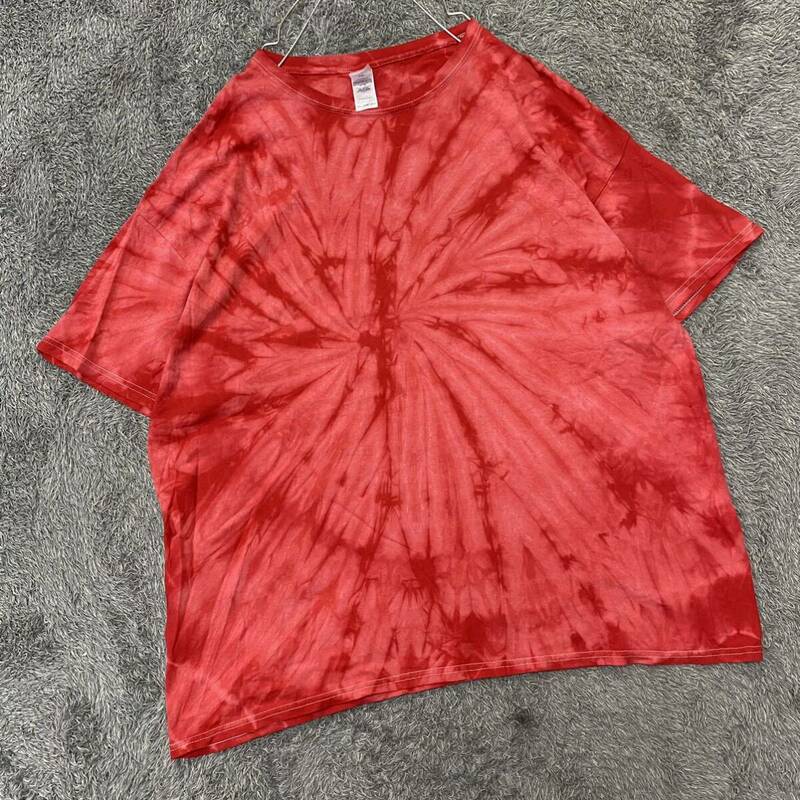 US古着 VINTAGE ヴィンテージ colortone Tシャツ 半袖カットソー タイダイ柄 サイズ3XL レッド 赤 メンズ トップス 最落なし （Q19）