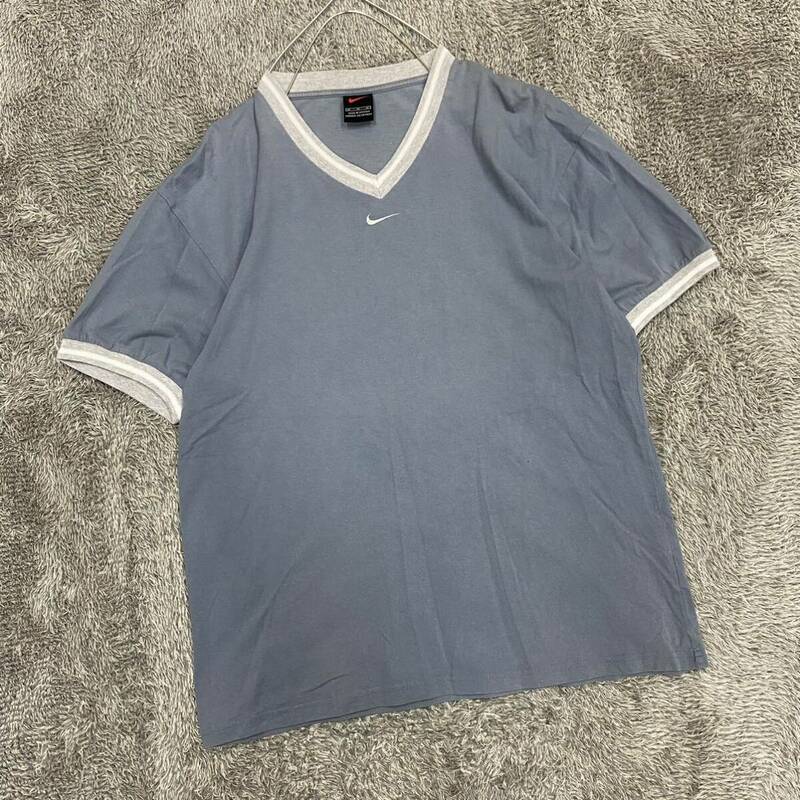 NIKE ナイキ Tシャツ 半袖Tシャツ Vネック サイズM ブルー 青 メンズ トップス 最落なし （W19）