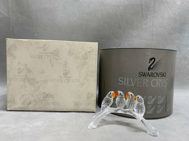 5＃C/4504　スワロフスキー SWAROVSKI ベビーラブバーズ インコ 鳥 動物 置物 クリスタルガラス インテリア 箱付　60サイズ