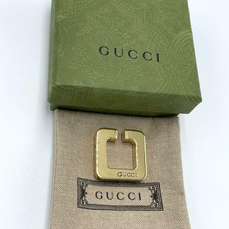 No.129 超人気レア商品☆【新品同様】Gucci グッチ スクエア イヤーカフ ゴールド GP ジュエリー イヤーフック アクセサリー レディース