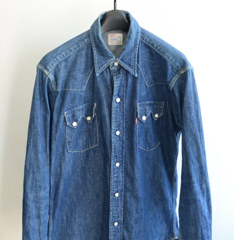 色◎ 90s LEVIS リーバイス ショートホーン デニムシャツ size M USA製 バレンシア工場