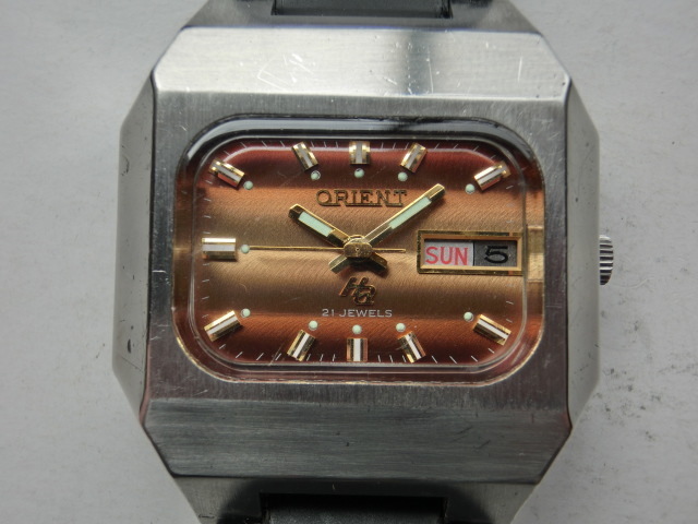 オリエント メンズ腕時計 ハイエース Ha オートマチック 自動巻き オクタゴンケース 茶系グラディエーション文字盤