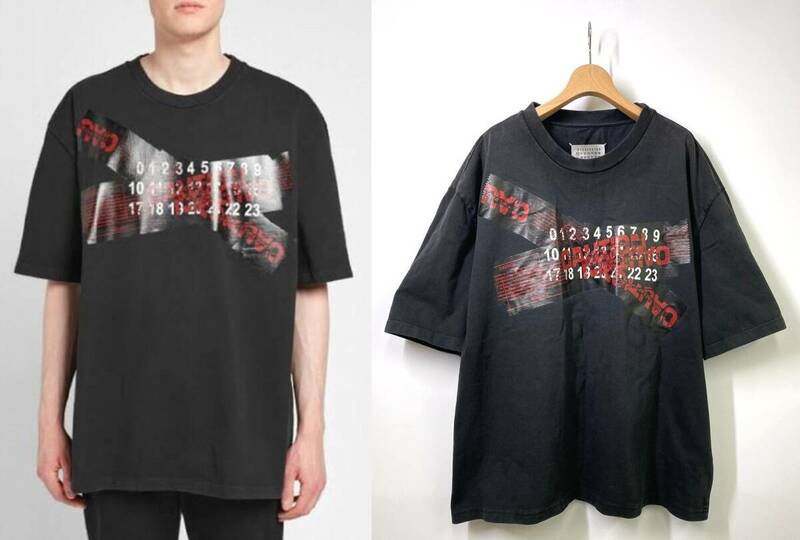 MAISON MARGIELA 10 メゾンマルジェラ 半袖ビッグTシャツ 48 ブラック 黒 ロゴ オーバーサイズ