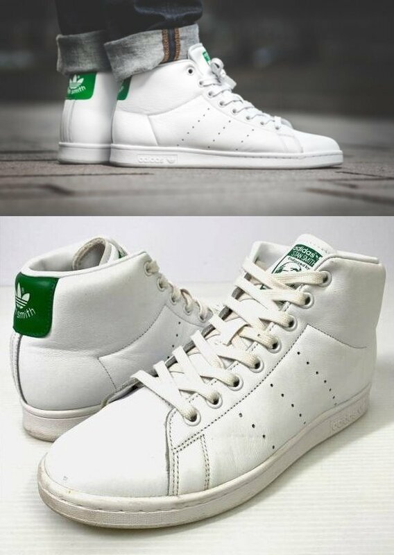 【26cm】adidas アディダス STAN SMITH MID スタンスミス ミッド ホワイト グリーン 白 緑 ハイカット レザースニーカー BB0069