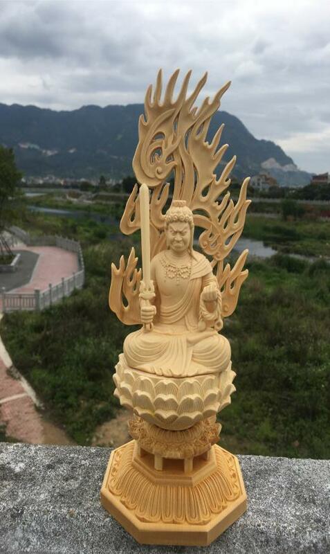 最新作 総檜材 木彫仏像 仏教美術 精密細工 不動明王像 FQ-64