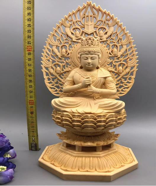  最高級品　総檜材　木彫仏教　精密彫刻　極上品　仏師で仕上げ品　大日如来