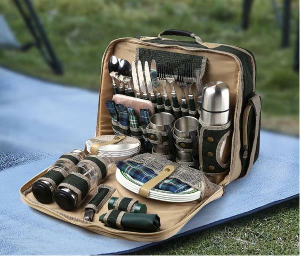 品質保証☆便利☆多人食器セット　37セット キャンプ　ピクニック　一式食器バッグ　携帯用多機能　保温バッグ