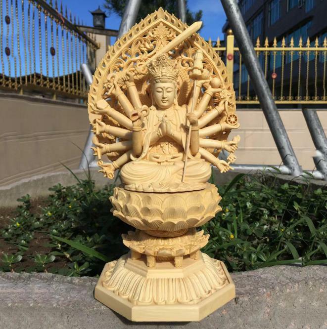 高品質 極上の木彫 仏教美術 精密彫刻 仏像 手彫り 極上品 千手観音 
