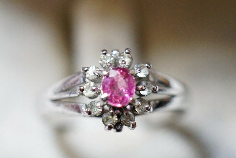 118 ピンクサファイア リング 指輪 ヴィンテージ アクセサリー SILVER 925刻印 アンティーク 色石 宝石 カラーストーン 装飾品
