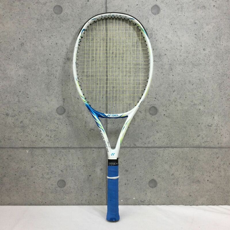 ＆【YONEX/ヨネックス】テニスラケット G2E 40-55LBS ISOMETRIC 105in2 270g/9.5oz 日本製 ホワイト/ブルー 使用感あり 傷有り
