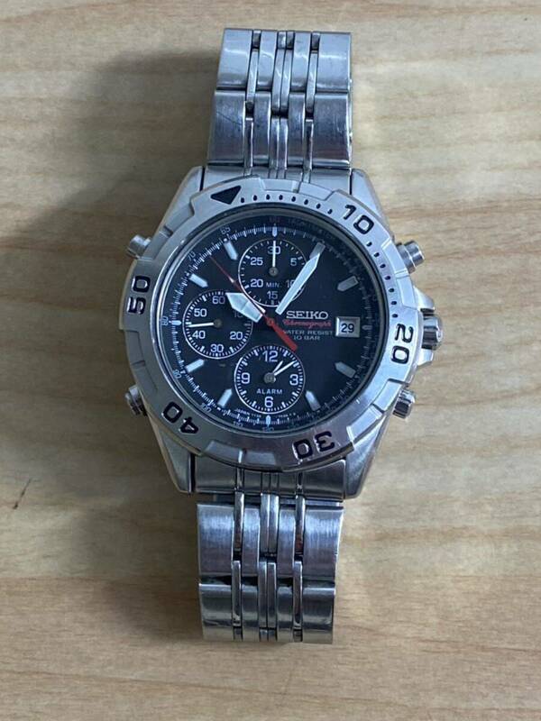 ● 腕時計　SEIKO セイコー クロノグラフ デイト クォーツ 7T32-7G50 ブラック文字盤　メンズ　現状品