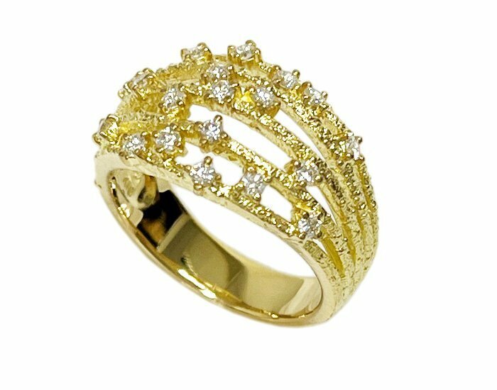 TASAKI 田崎真珠 タサキ ダイヤ デザインリング 指輪 K18 750 総重量7.1g ダイヤモンド 0.32ct 約12号 18金 イエローゴールド 新品仕上済