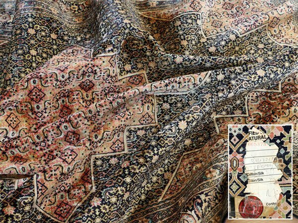 魁◆最高級インド絨毯 シルク×コットン 総手織り100万ノット 大判 218.5×309㎝ カシミール