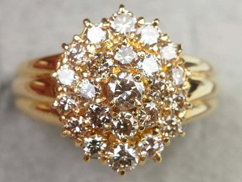 【3922A】K18ゴールド 良質 天然ダイヤモンド 1.00ct/3.5g リング 指輪 ♯14