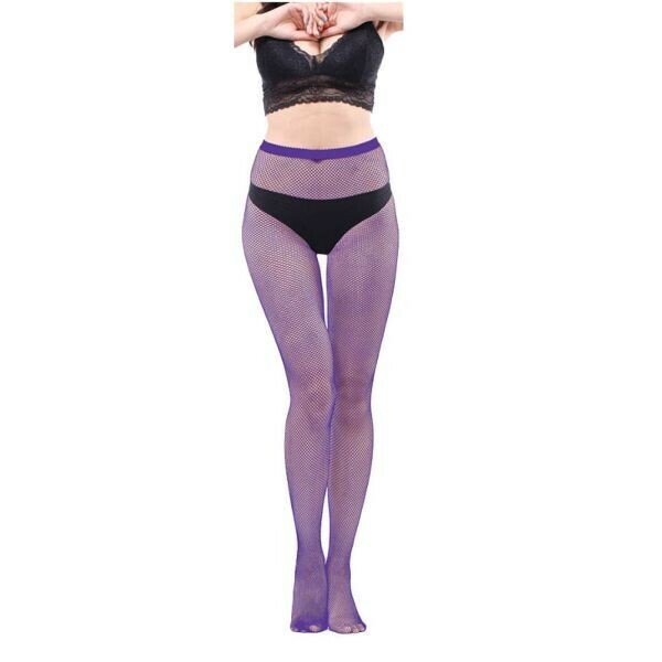 ストッキング 網タイツ 女性 30デニール フィッシュネット ラッセルレース 極小網目 ダークパープル（紫）