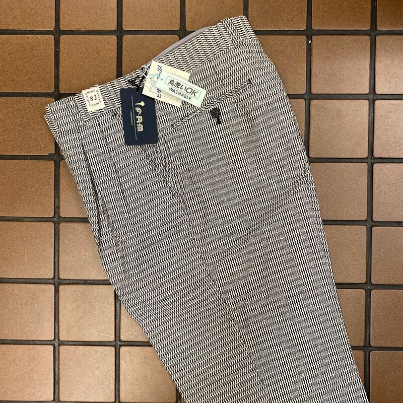 新品★タグ付き高級F.R.Mヴィンテージゴルフパンツ /スラックス /GOLF /サイズ82白黒ゼブラカラーオシャレ織柄/サラサラ/ウォッシャブル 