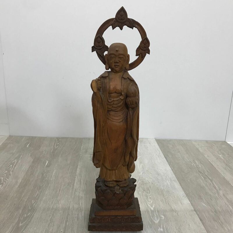 460 木彫 仏像 地蔵 菩薩 仏教美術 作者 骨董 置物 オブジェ インテリア コレクション