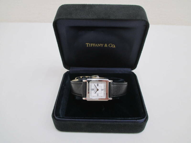 ブランド祭 時計祭 TIFFANY&Co. ティファニー アトラス クラシック 腕時計 作動品 スクエア ホワイト文字盤 レディース 革ベルト