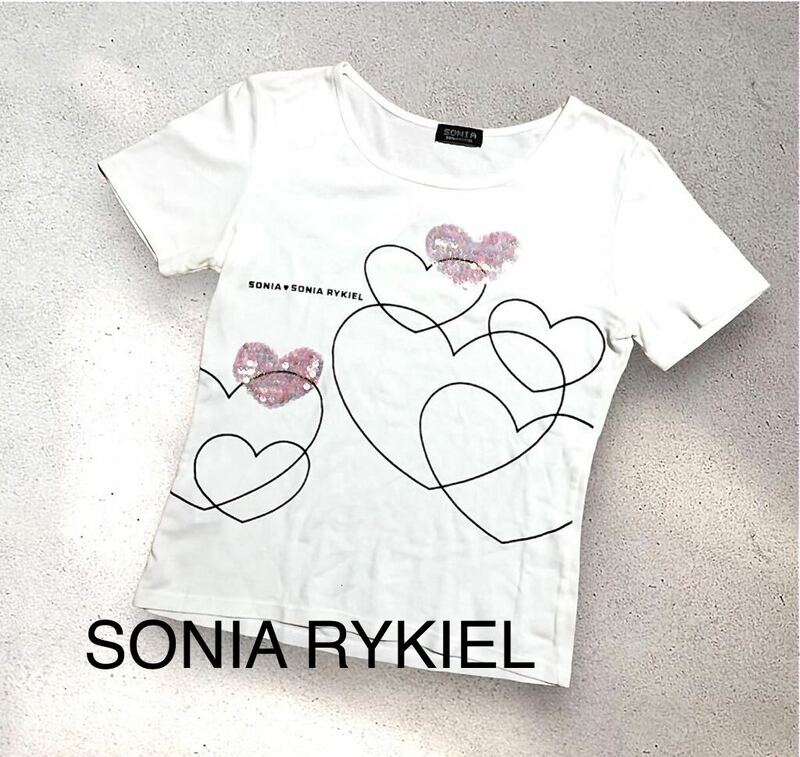 SONIA RYKIEL Tシャツ　半袖　ビジュー　ハート　38