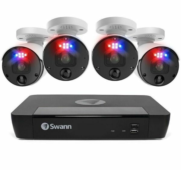 未使用 Swann スワン NVRセキュリティシステム 2TB 8CH 12MP レコーダー+カメラ4台セット 防犯カメラ 屋内外対応 SONVK ＃100〇111/d.c