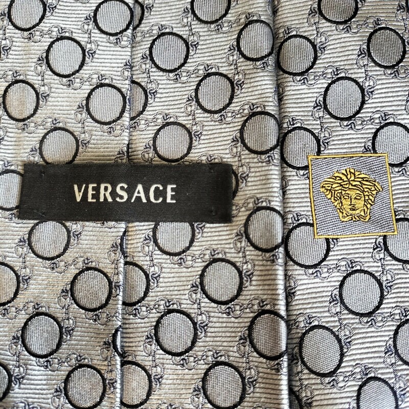 VERSACE （ヴェルサーチェ）ヴェルサーチシルバー丸チェーンメデューサロゴネクタイ