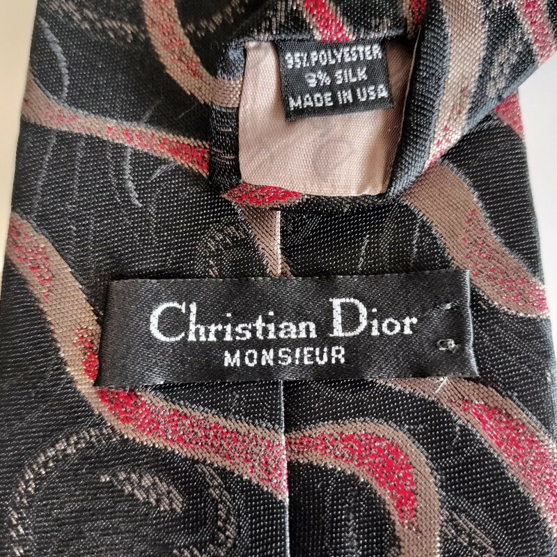 Christian Dior(クリスチャンディオール)黒波ストライプワンポイントトロッター柄ネクタイ