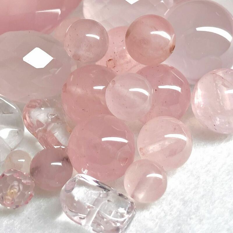 ●天然ローズクォーツ24点おまとめ 200ct●j ルース 裸石 宝石 ジュエリー rose quartz jewelry クォーツ 水晶