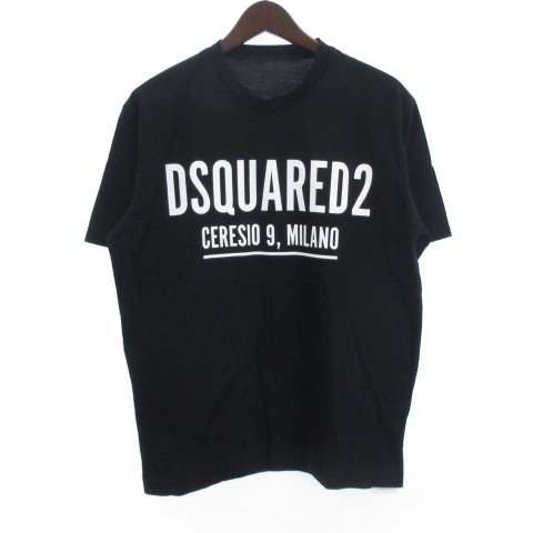 ディースクエアード DSQUARED2 Tシャツ カットソー ロゴ 半袖 黒 ブラック L メンズ
