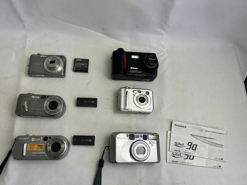 (FU)デジタルコンパクトカメラ　デジカメ　コンカメ　まとめ売り　バッテリー有り　動作未確認　CASIO SONY Nikon クールピクス800 DSC-P10