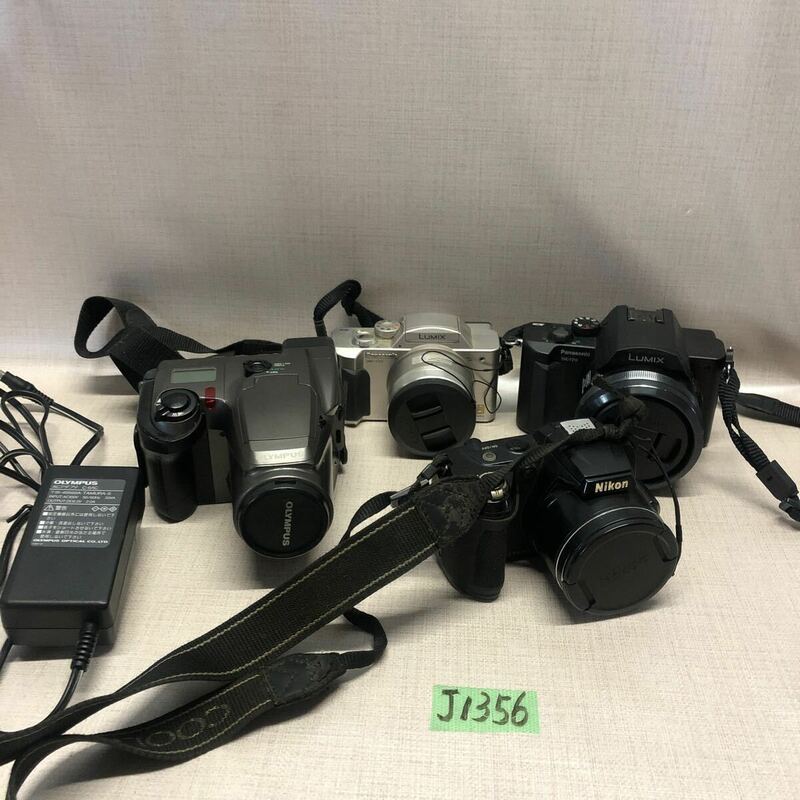 (J1356)4台Panasonic DMC-FZ10/DMC-FZ2/OLYMPUS C-1400L/Nikon Coolpix L120 フィルムカメラ