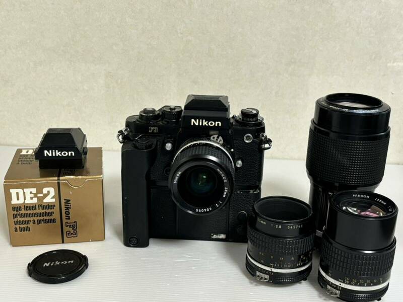 ニコン Nikon F3　レンズ 28mm 55mm 135mm 80-200mm　　4本セットファインダー2個 一眼レフフィルムカメラ