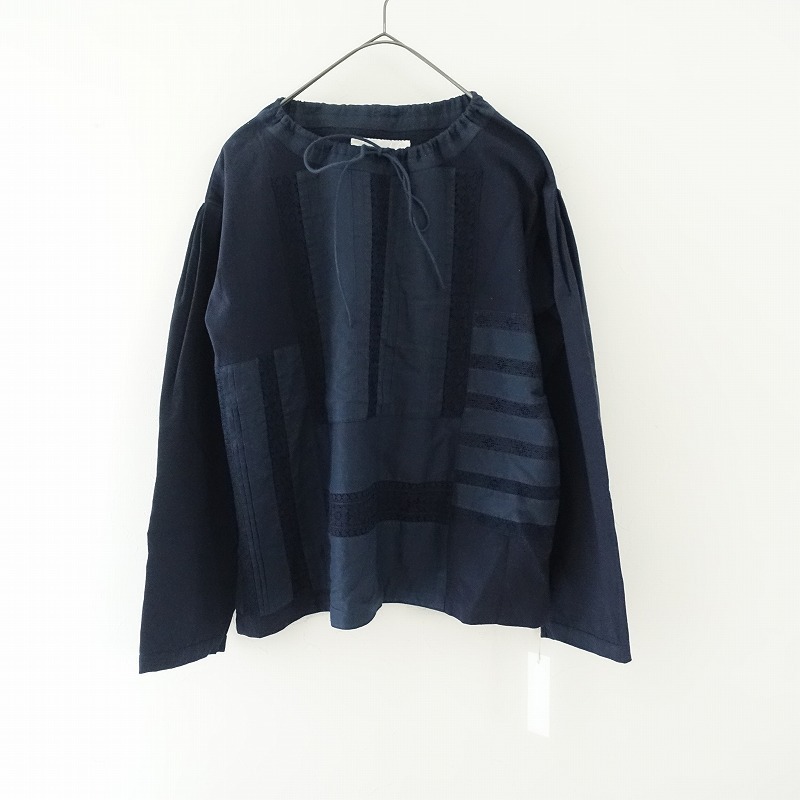 【未使用/定価6万】カディー&コー Khadi and Co *CIELO レースパッチドローストリングブラウス*S綿シャツ(27-2404-156)【32E42】