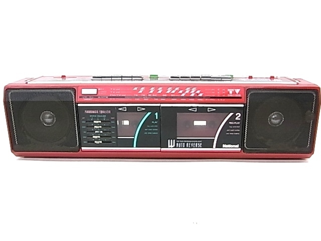 h1072 NATIONAL RX-FW32 ハイスピード　ダビング　ステレオ　ラジオ　カセット　レコーダー 通電確認済　ラジオOK　難有