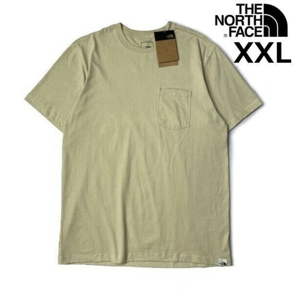 1円～!売切!【正規新品】THE NORTH FACE◆S/S TNF POCKET TEE◆半袖 Tシャツ US限定 胸ポケット 男女兼用 キャンプ(XXL)ベージュ 180902-15