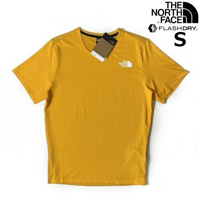 1円～!売切!【正規新品】THE NORTH FACE SUNRISER SHORT-SLEEVE 半袖 Tシャツ US限定 速乾 軽量 スポーツ メッシュ キャンプ(S)黄 180902-5