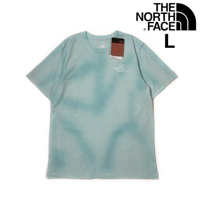 1円～!売切!【正規新品】THE NORTH FACE SHORT SLEEVE DYE TEE 半袖 Tシャツ US限定 後染め 上質 男女兼用(L)水色 タイダイ柄 180902-5