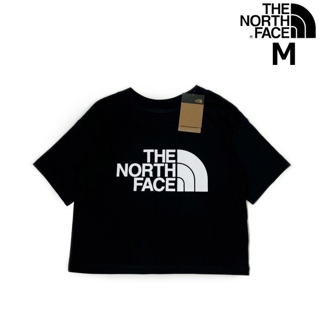 1円～!売切!【正規新品】THE NORTH FACE W S/S HALF DOME CROP TEE 半袖 Tシャツ US限定 ビッグロゴ ショート丈 アウトドア(M)黒 180902-5