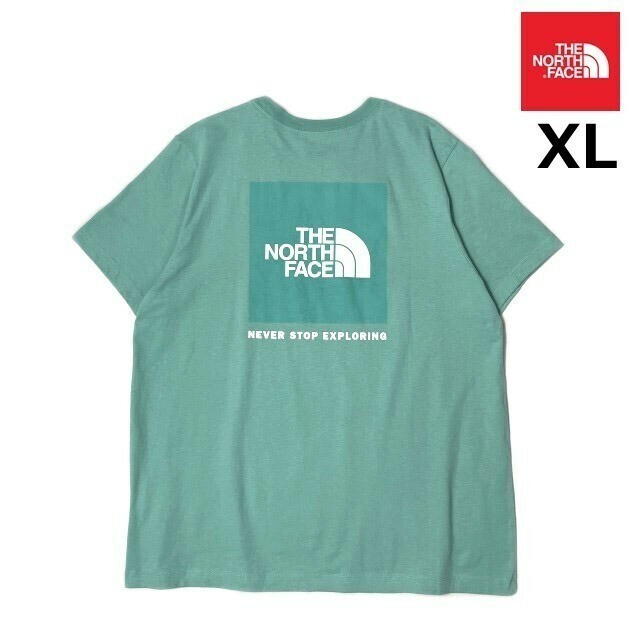 1円～!売切!【正規新品】THE NORTH FACE W SHORT-SLEEVE BOX NSE TEE 半袖 Tシャツ US限定 ボックスロゴ 男女兼用(XL)緑 180902-15