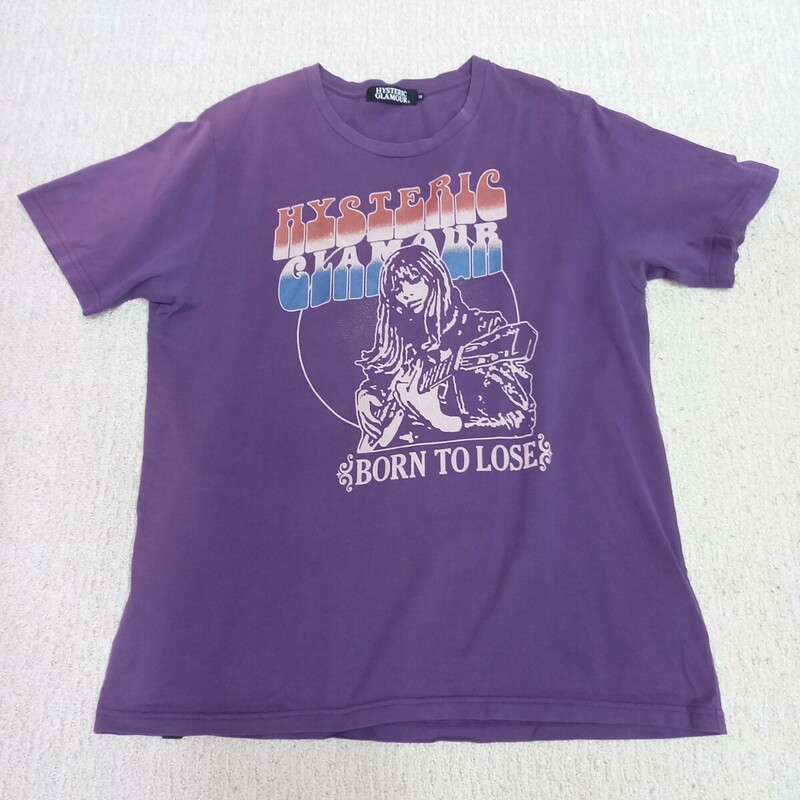 【送料無料】1円スタート ヒステリックグラマー ガールプリント Tシャツ メンズMサイズ　紫
