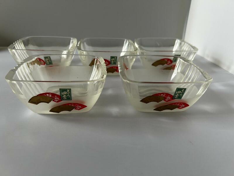 京の四季　ガラス　四角小鉢　そうめん鉢　酢の物、色々使いやすい小鉢　5個
