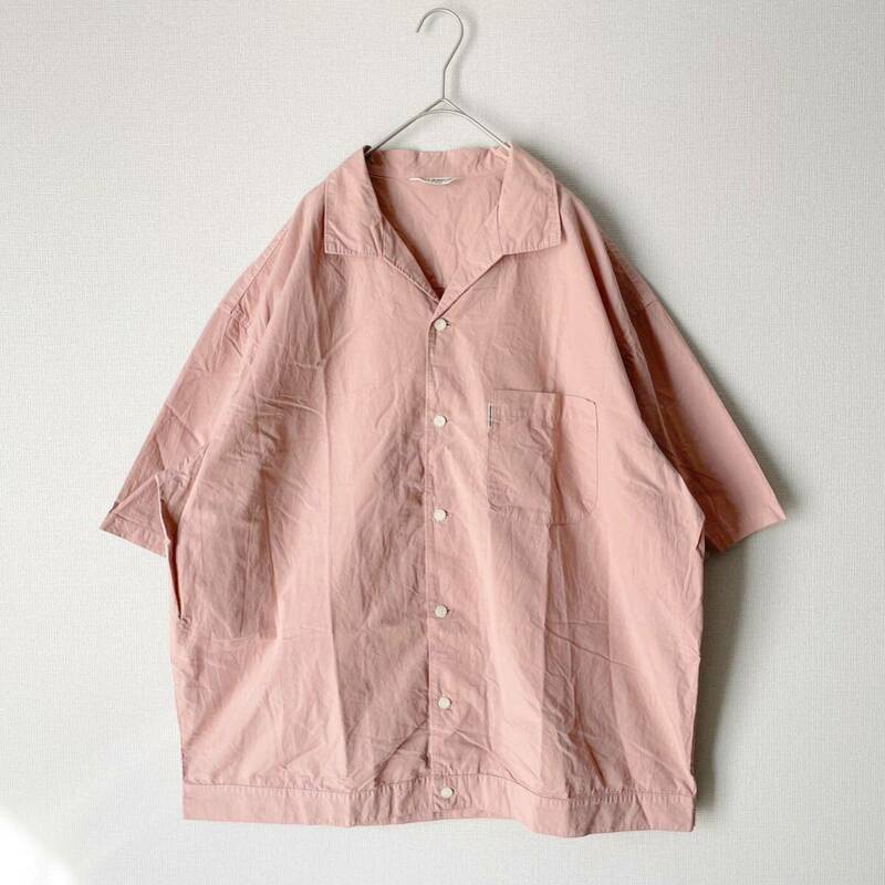 COOTIE Garment Dyed C/L Open Neck S/S Shirt クーティー オープンカラー 半袖シャツ 開襟 ピンク ボックス タイプライター XL リネン混 