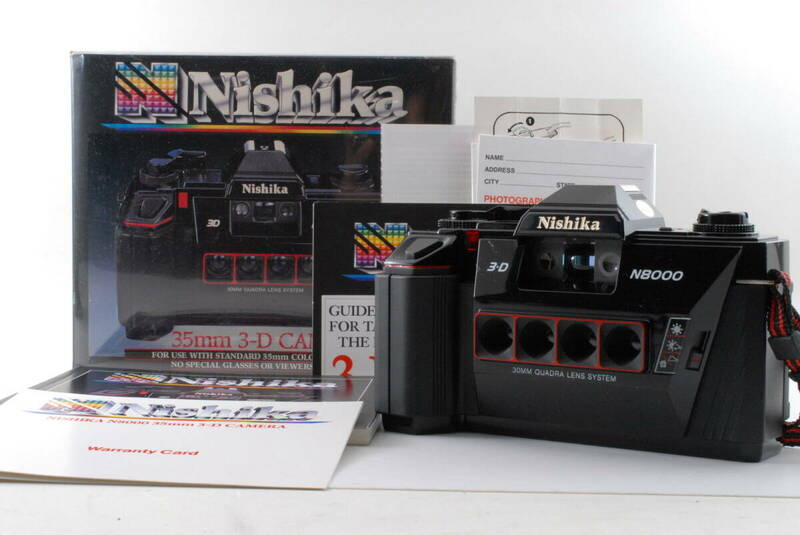 【美品 保障付 動作確認済】Nishika N8000 3D Stereo Quadra Lens Twin Light Flash ニシカ 3D ステレオカメラ #Q7169