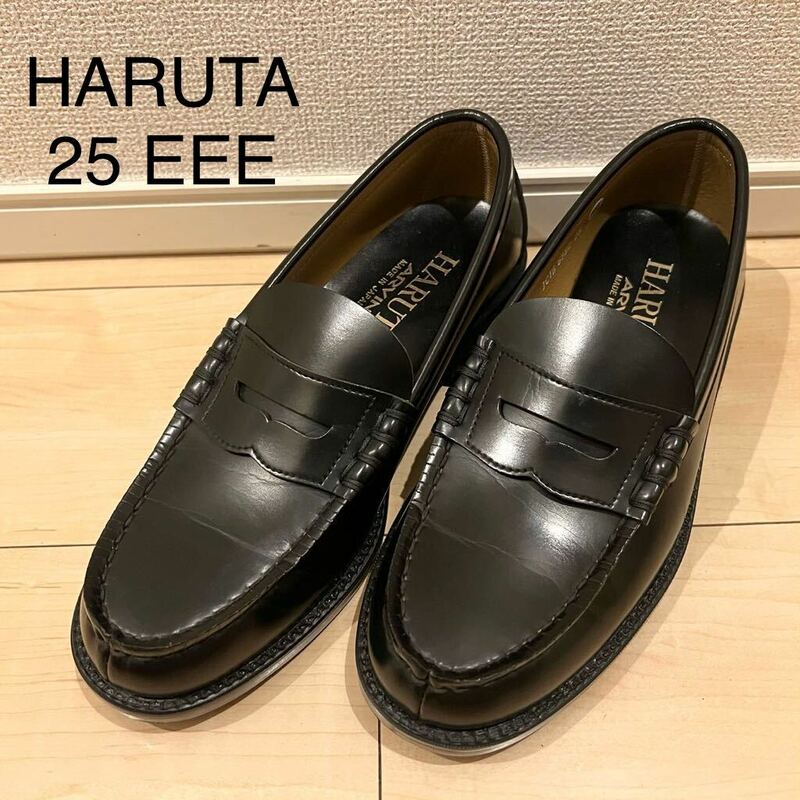 【数回使用程度】HARUTA ハルタ ローファー ブラック JCTB 6650 日本製 革靴 ビジネスシューズ